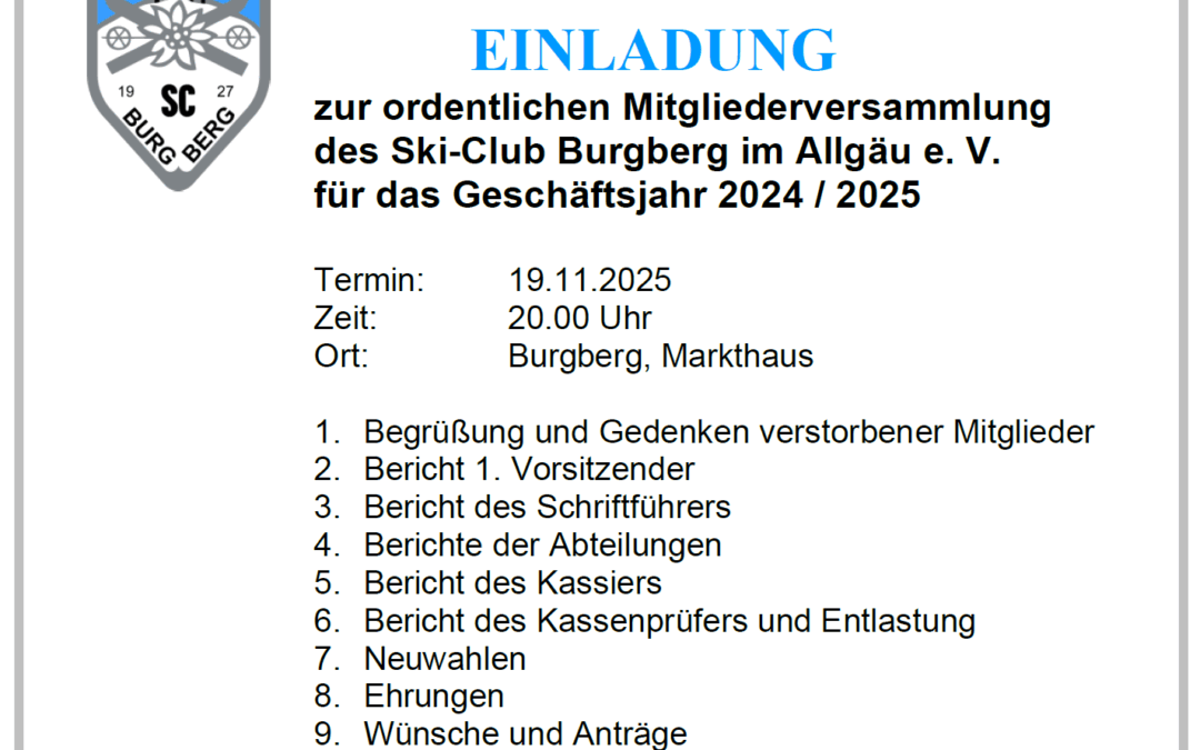 ordentliche Mitgliederversammlung 19.11.2025